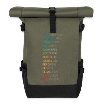POSITIV DENKEN - Rolltop Rucksack - Olive/Schwarz - Vorne