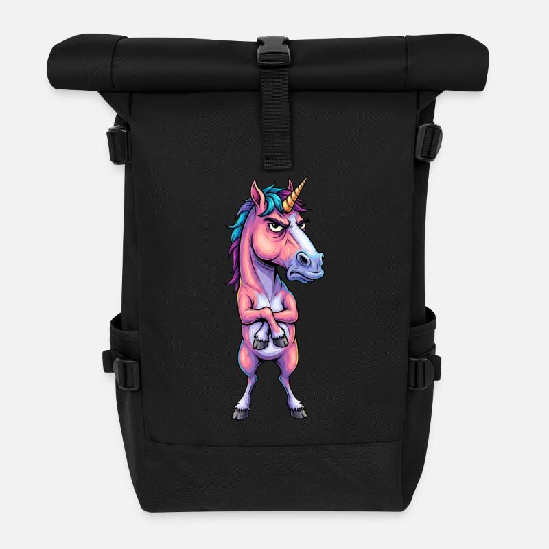 Grim Unicorn – Not Always Glittering - Roll Top Backpack - black