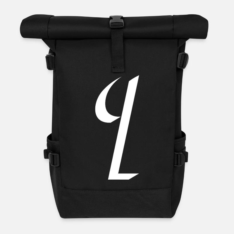 Letter I, name, the letter I - Roll Top Backpack - black