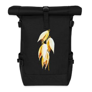 Goldgelb Blattprint Hafer - Rolltop Rucksack - Schwarz - Vorne