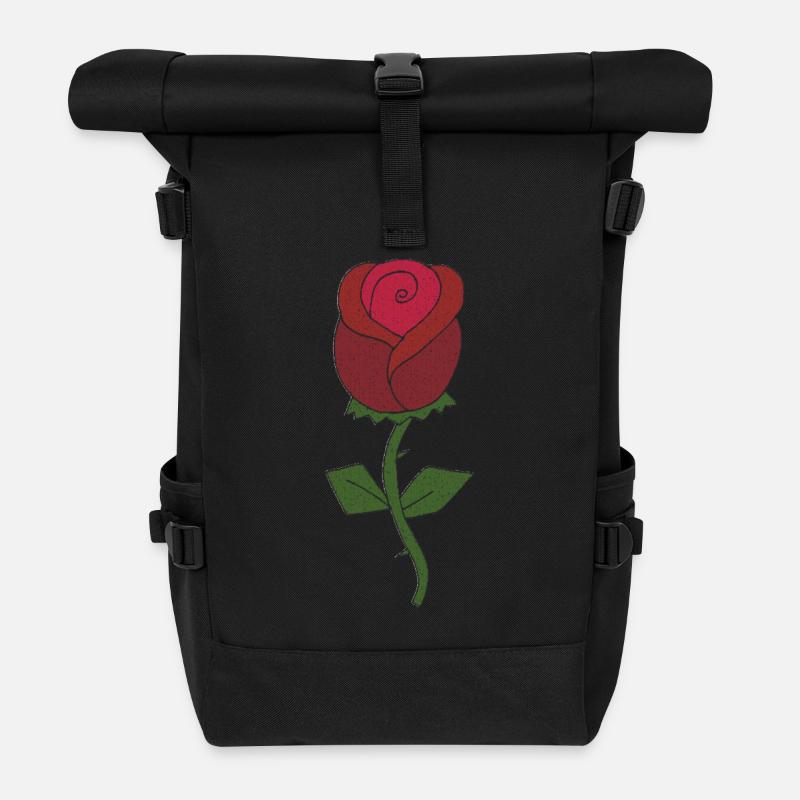 Rose Fabric - Roll Top Backpack - black