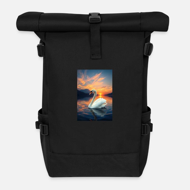 Style cygne - Sac à dos roll top - noir