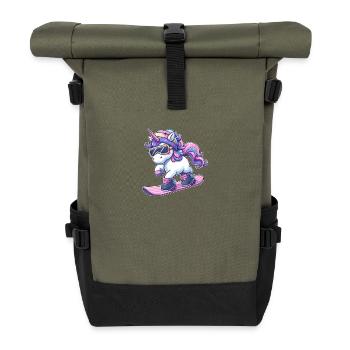 Unicorn Snowboard Winter Magic - Roll Top Backpack - olive/black - Front