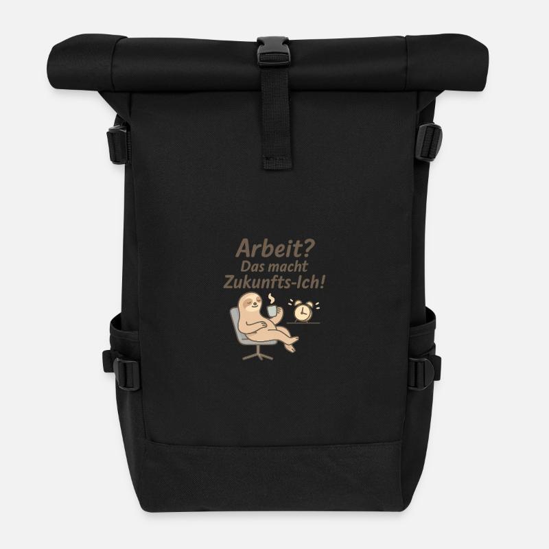 Zukunftsorientiertes Arbeitstier Motiv - Rolltop Rucksack - Schwarz