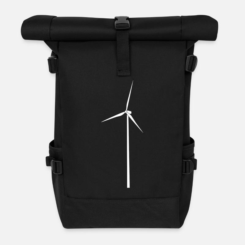 windmill windmill wind turbine windrad12 - Roll Top Backpack - black
