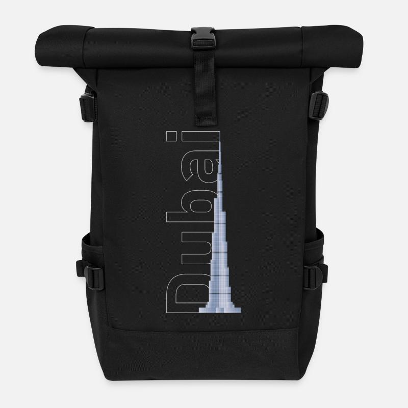Dubai Skyline – Burj Khalifa - Rolltop Rucksack - Schwarz