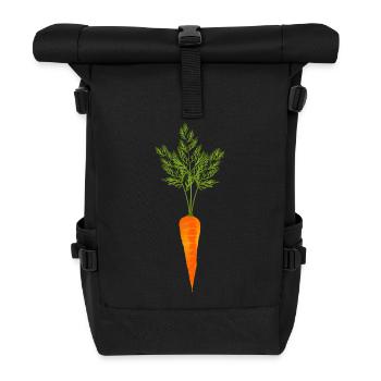 carotte orange vif avec vert - Sac à dos roll top - noir - Devant