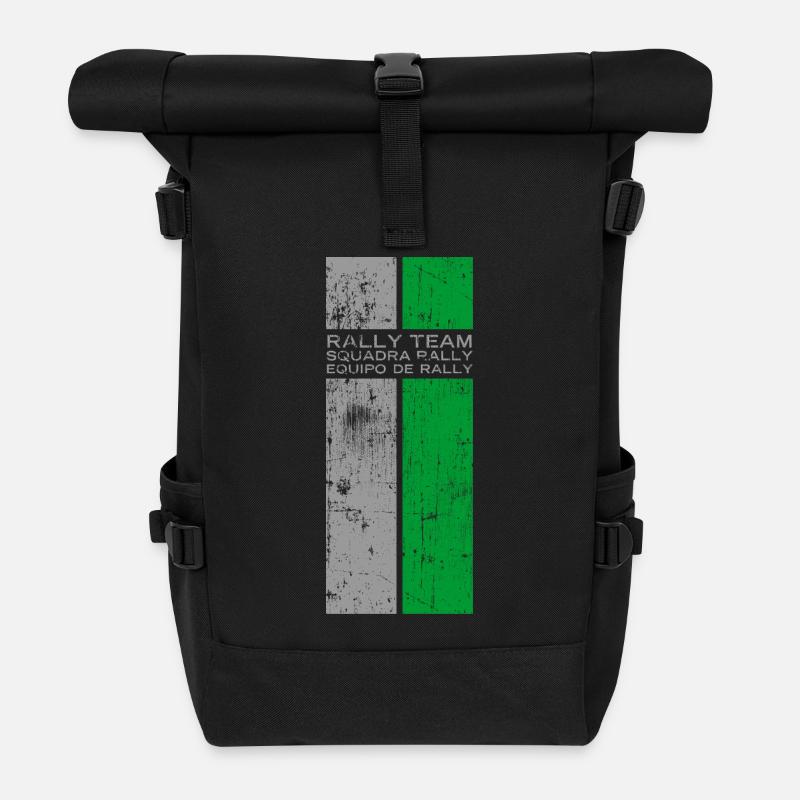 Rally Team Squadra Rally Classic Stripes Design - Rolltop Rucksack - Schwarz
