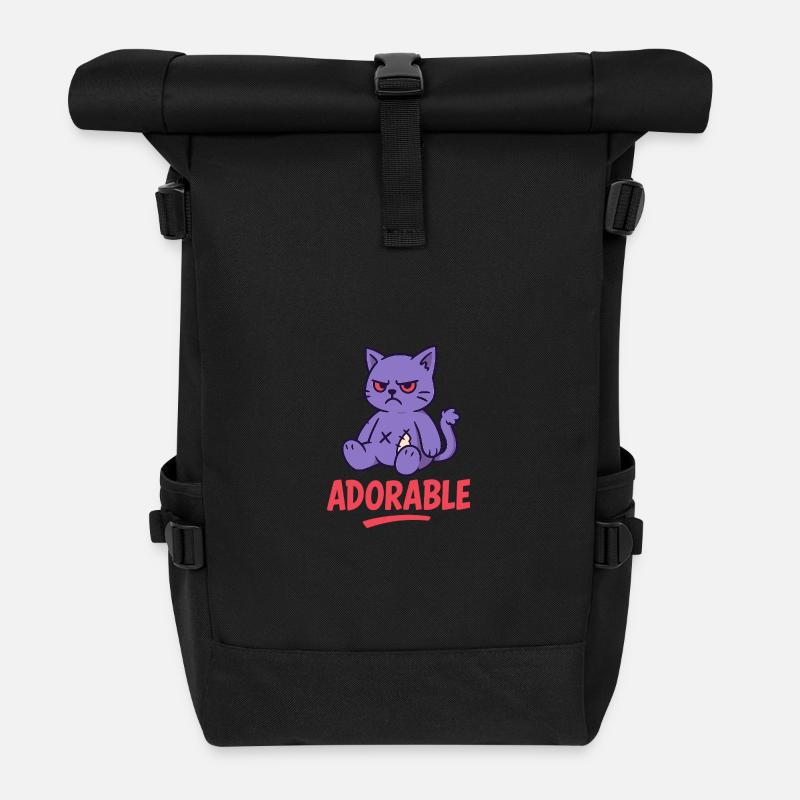 Grumpy Kitty - Roll Top Backpack - black