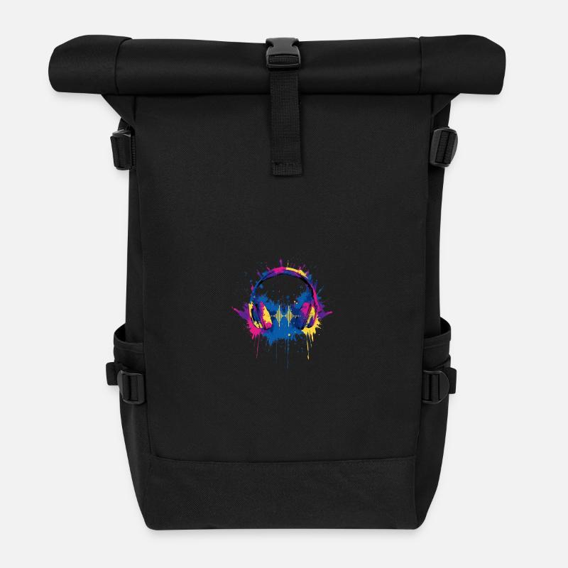 Vibrant_Music_Headphones_Equalizer_Splash - Sac à dos roll top - noir