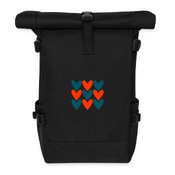 HERZ. HERZ. VALENTINSTAG. LIEBE. LIEBE. PAAR. - Rolltop Rucksack - Schwarz - Vorne