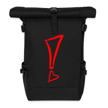 Exclamation mark with heart red - Roll Top Backpack - black - Front