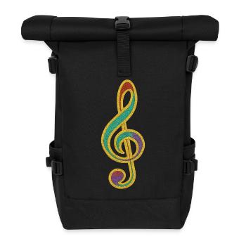 Conception de clé de sol scintillante colorée - Sac à dos roll top - noir - Devant