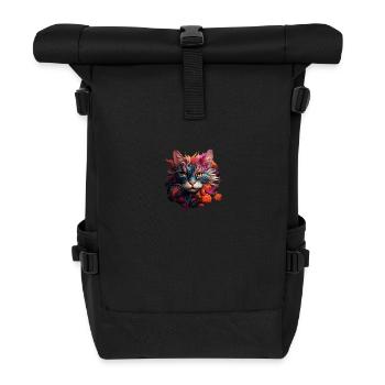 Katze - Rolltop Rucksack - Schwarz - Vorne