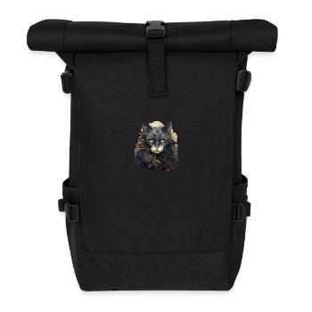 Katze - Rolltop Rucksack - Schwarz - Vorne