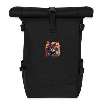 Katze - Rolltop Rucksack - Schwarz - Vorne