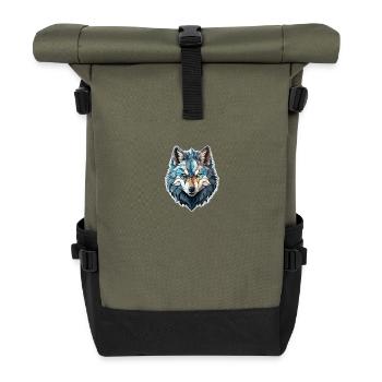 Wolf - Illustration - Rolltop Rucksack - Olive/Schwarz - Vorne
