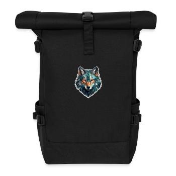 Wolf - Illustration - Rolltop Rucksack - Schwarz - Vorne