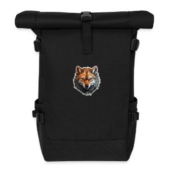 Wolf - Illustration - Rolltop Rucksack - Schwarz - Vorne