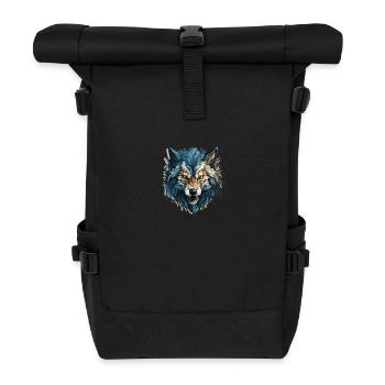 Wolf - Illustration - Rolltop Rucksack - Schwarz - Vorne