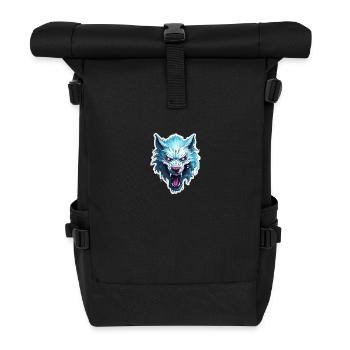 Wolf - Illustration - Rolltop Rucksack - Schwarz - Vorne