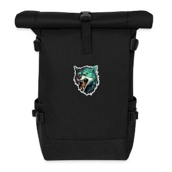 Wolf - Illustration - Rolltop Rucksack - Schwarz - Vorne