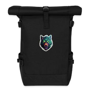 Wolf - Illustration - Rolltop Rucksack - Schwarz - Vorne
