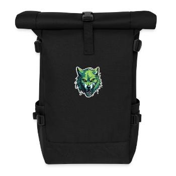Wolf - Illustration - Rolltop Rucksack - Schwarz - Vorne