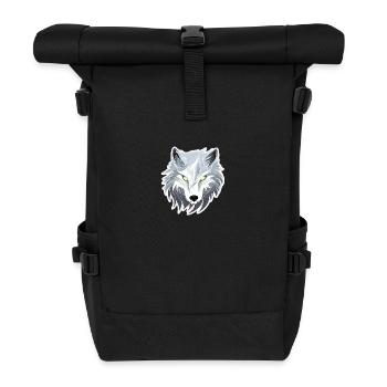 Wolf - Illustration - Rolltop Rucksack - Schwarz - Vorne