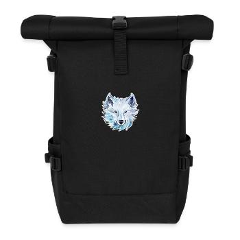 Wolf - Illustration - Rolltop Rucksack - Schwarz - Vorne
