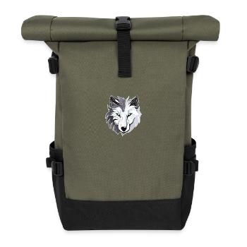Wolf - Illustration - Rolltop Rucksack - Olive/Schwarz - Vorne