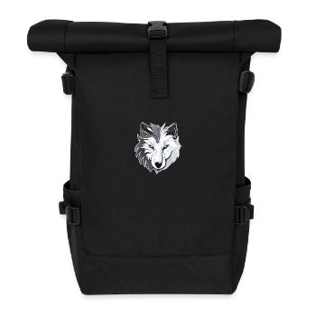 Wolf - Illustration - Rolltop Rucksack - Schwarz - Vorne