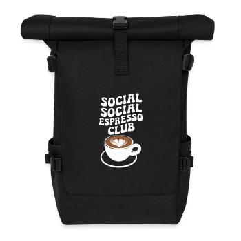 Social Espresso Club - Geschenke für Kaffee-Fans - Rolltop Rucksack - Schwarz - Vorne