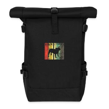 French Bulldog - Roll Top Backpack - black - Front