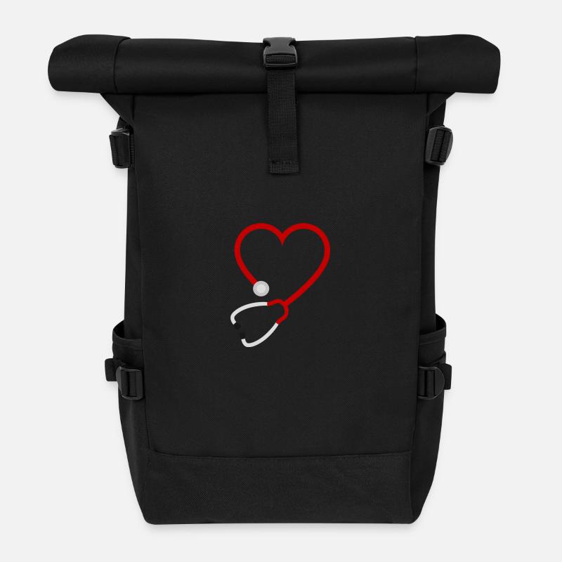 Stethoskop I heart Medicine - Rolltop Rucksack - Schwarz