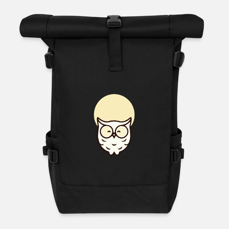 Minimalistische Eule – Schlicht & Elegant - Rolltop Rucksack - Schwarz