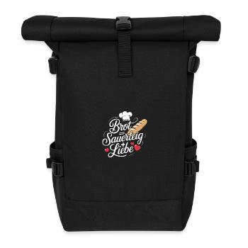 Backen ist Sauerteig und Liebe - Rolltop Rucksack - Schwarz - Vorne