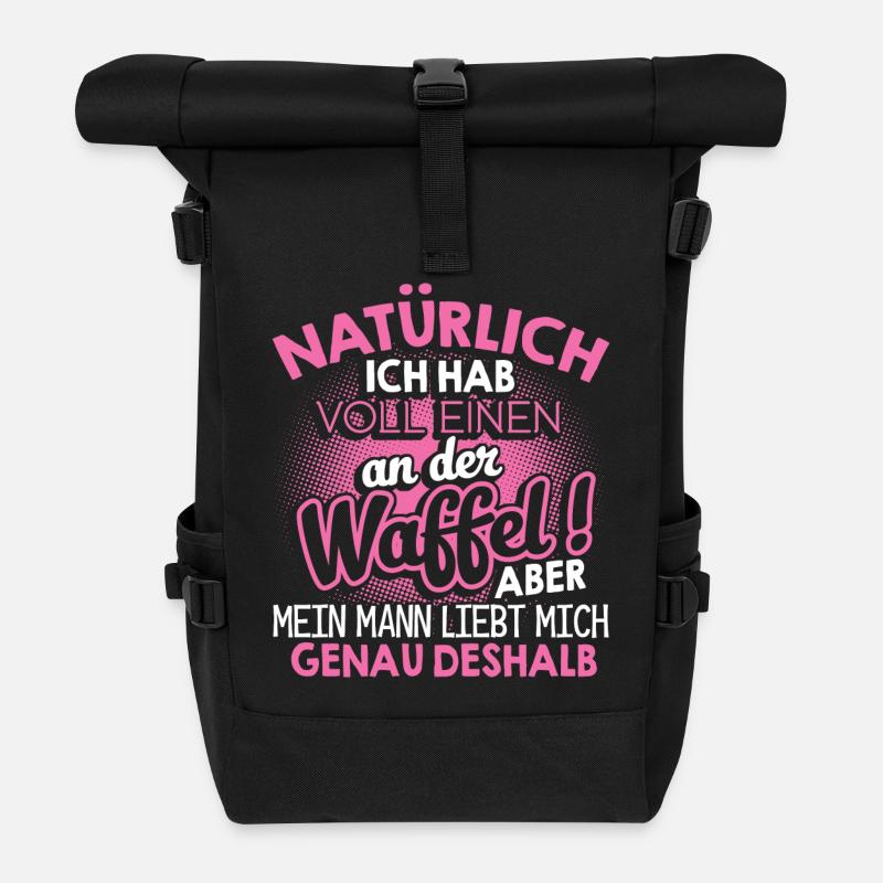 Waffel Bescheuert Bekloppt Mann Verrückt Geschenk - Rolltop Rucksack - Schwarz