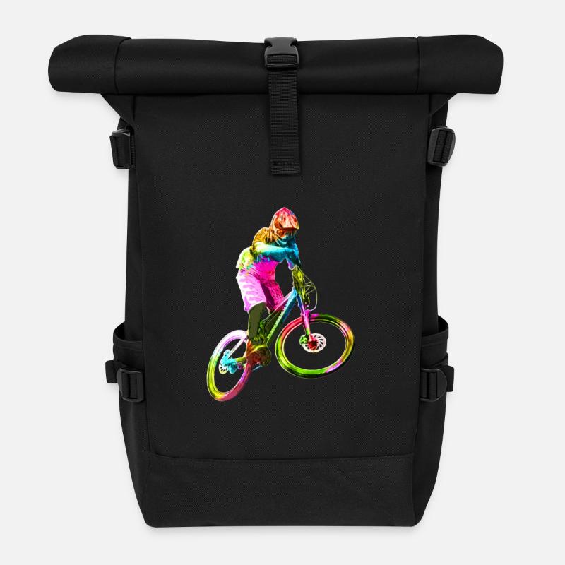 Bunter Downhiller - Rolltop Rucksack - Schwarz