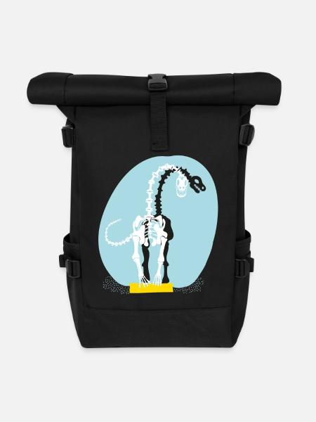 Dinosaur | painted | little public - Roll Top Backpack - black