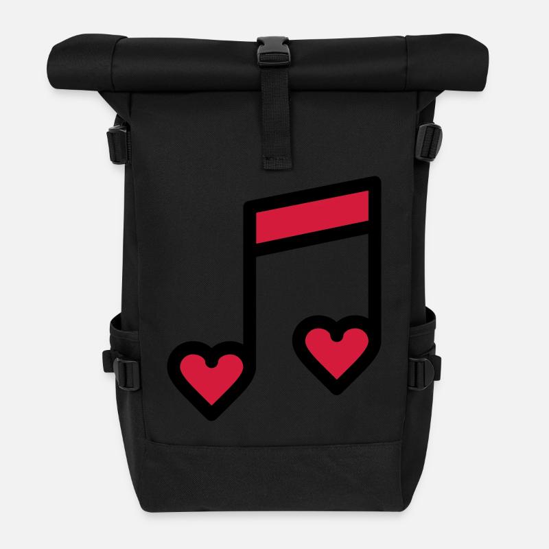 Note de musique romantique - Sac à dos roll top - noir