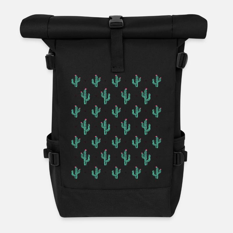 Kaktus als Muster - Rolltop Rucksack - Schwarz
