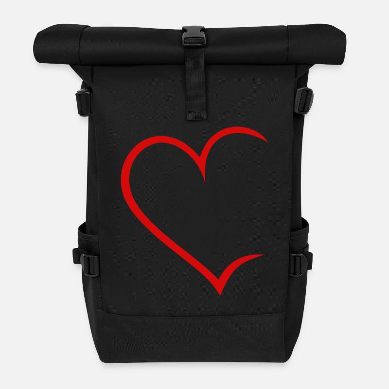 Herz offen - Rolltop Rucksack - Schwarz