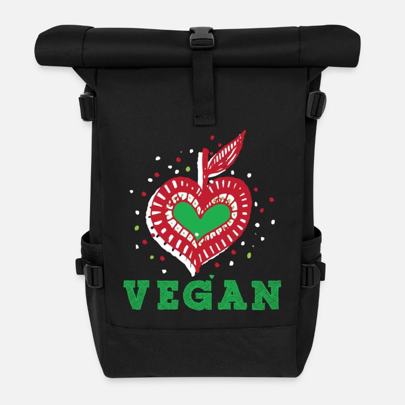 Idée de cadeau de végétarien végétarien - Sac à dos roll top - noir