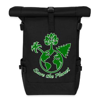 Save the Planet - Klimaschutz - Rolltop Rucksack - Schwarz - Vorne