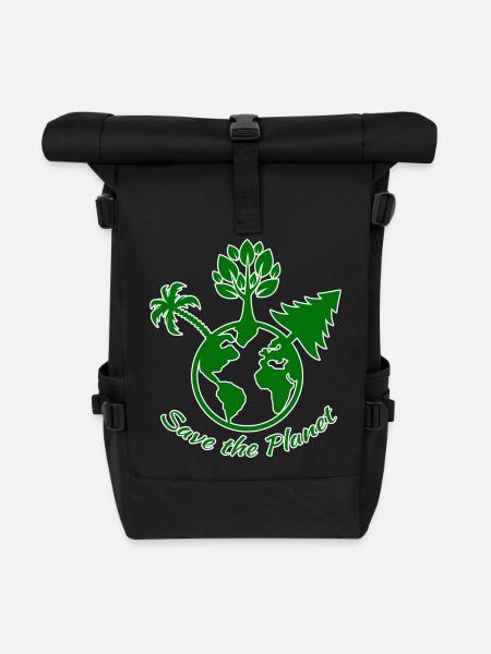 Save the Planet - Climate Protection - Roll Top Backpack - black