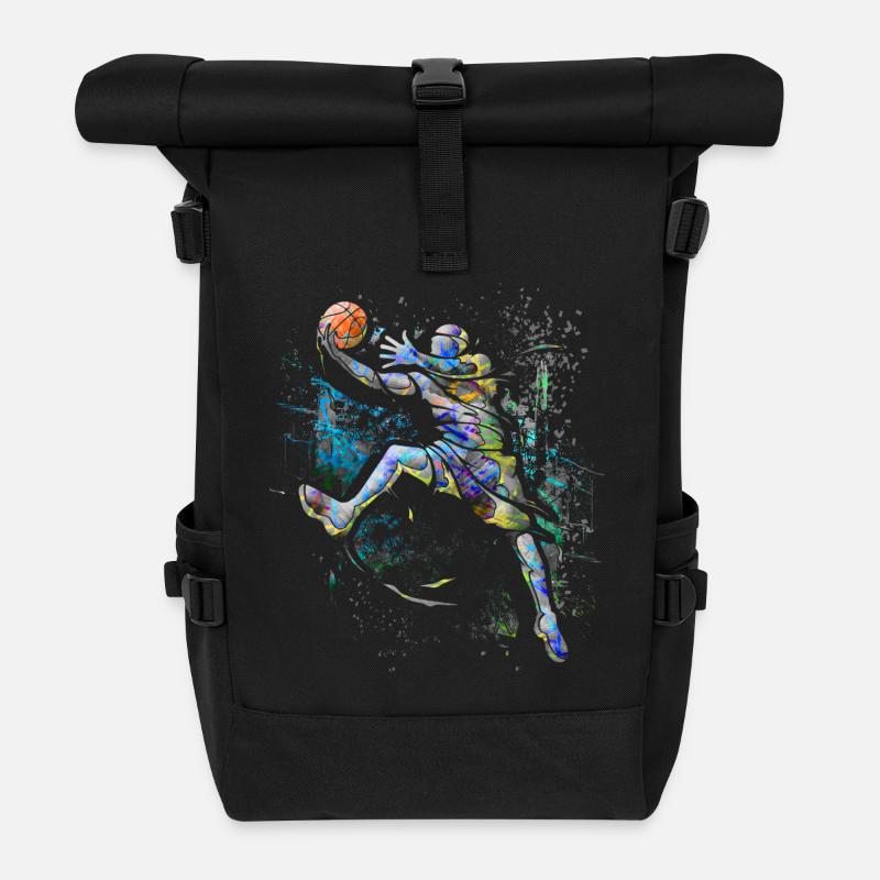 Joueurs de basket-ball - Basket-ball - BBall - Basket Ball - Sac à dos roll top - noir