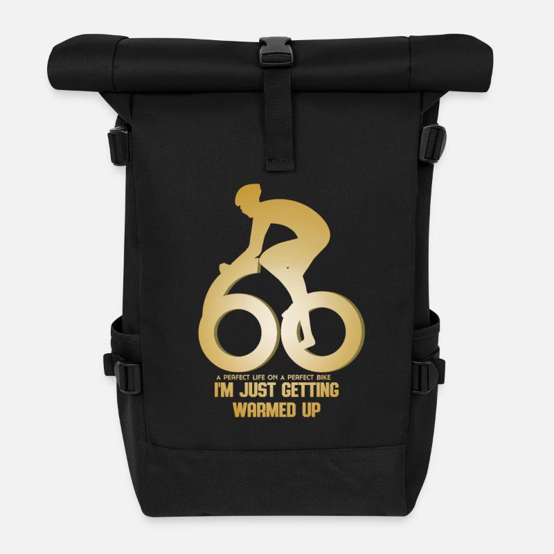 Radfahrer 60 Geburtstag - Rolltop Rucksack - Schwarz