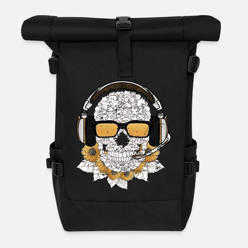 Musik Skull - Rolltop Rucksack - Schwarz