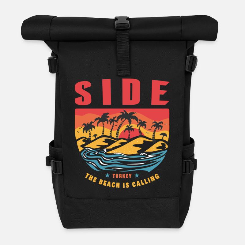 Side Türkei Palmen Deisgn - Rolltop Rucksack - Schwarz